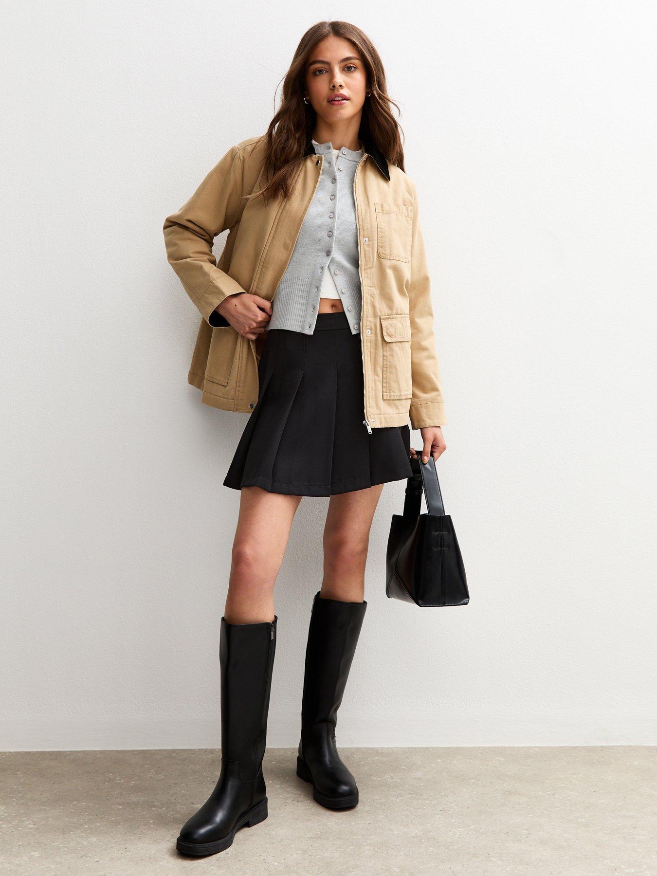 new-look-black-pleated-mini-skirtback