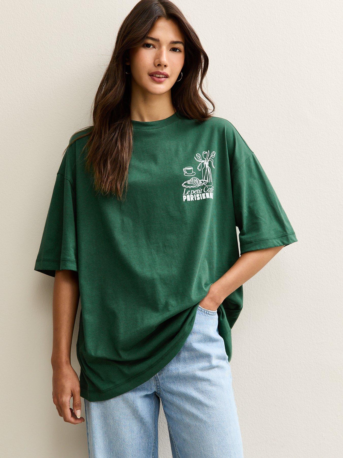 new-look-cafe-parisienne-print-oversized-t-shirt-green