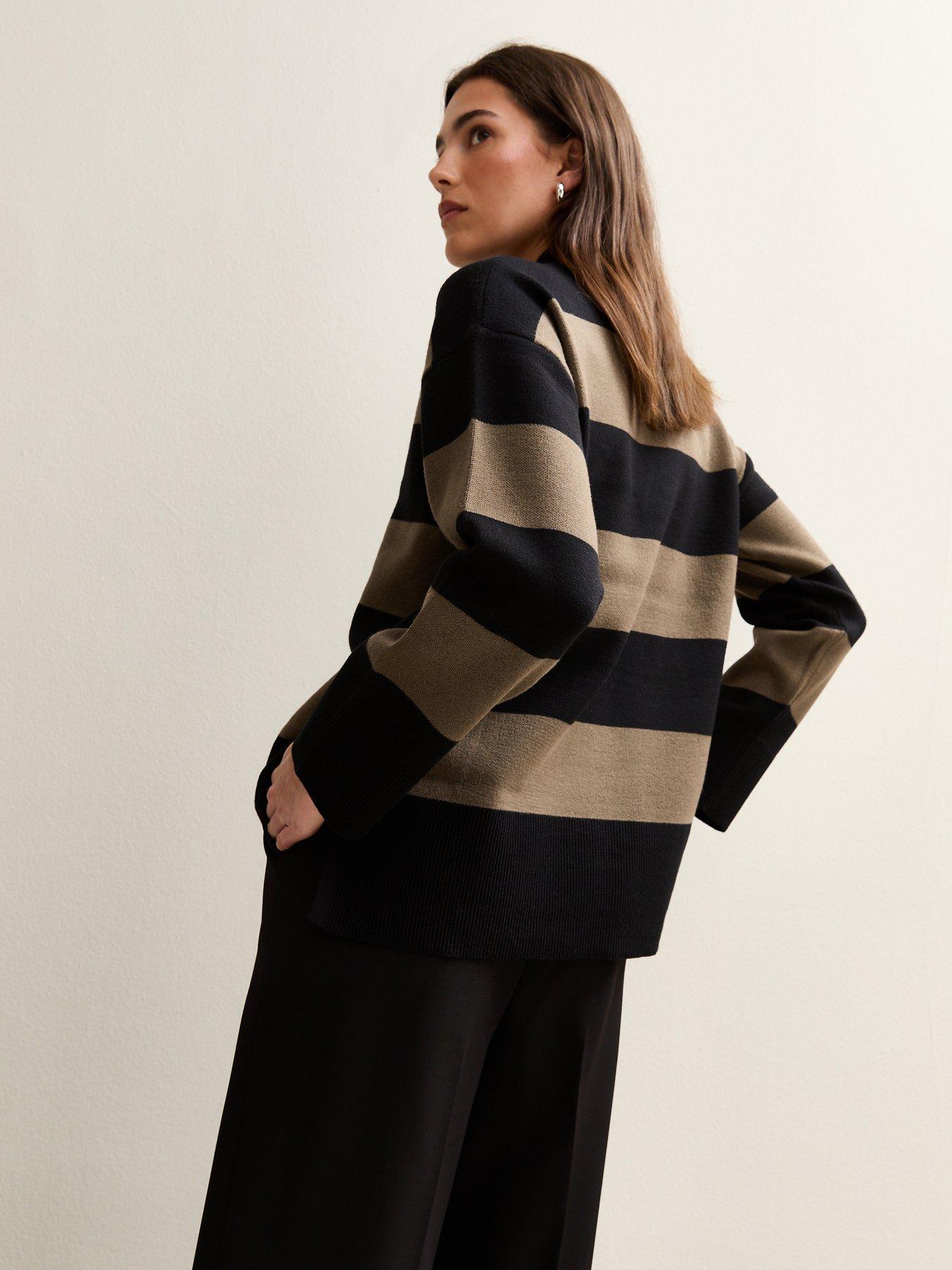 new-look-compact-knit-button-up-polo-top-stripestillFront