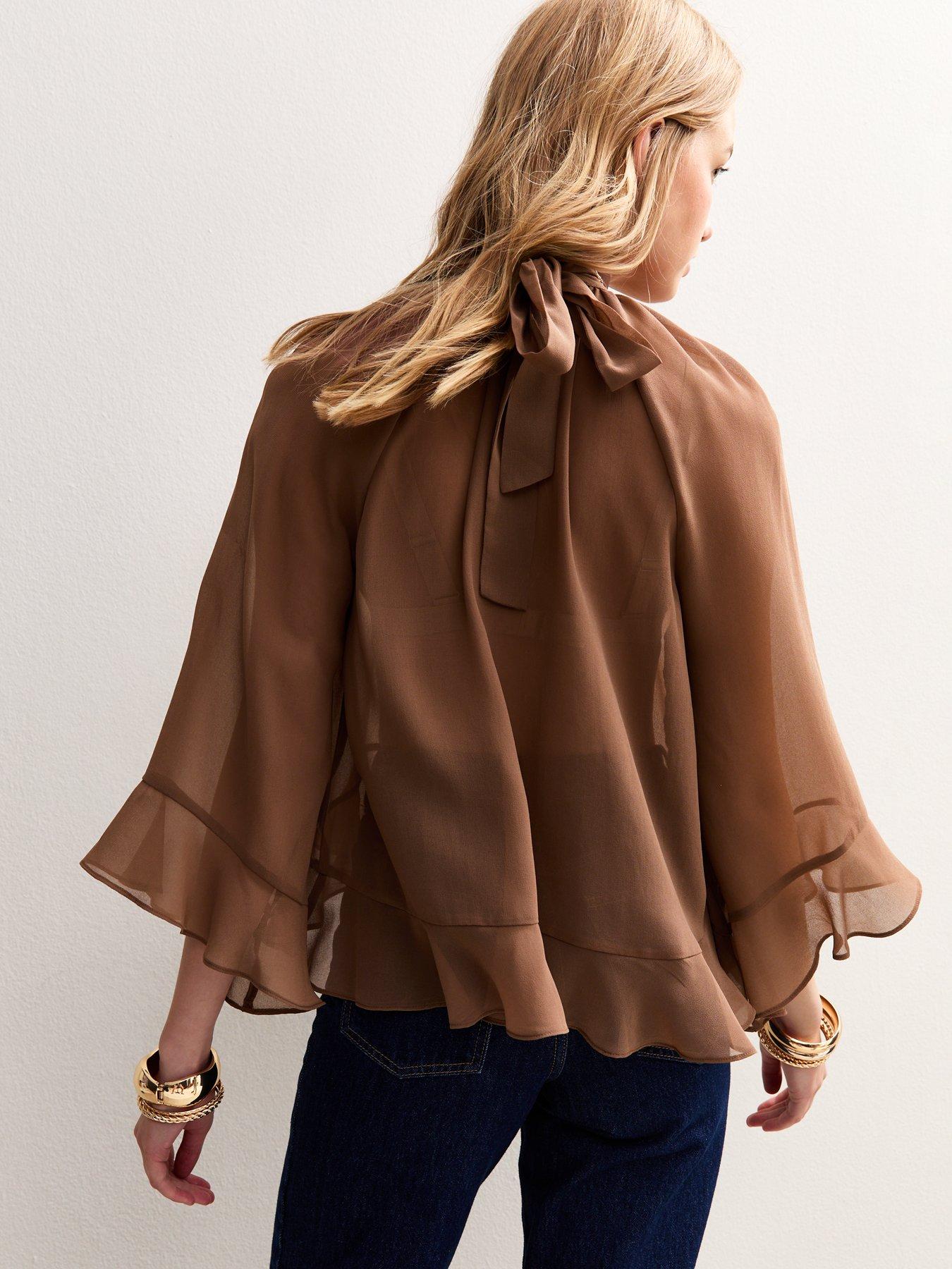 new-look-peta-plain-ruffle-chiff-blouse-brownstillFront