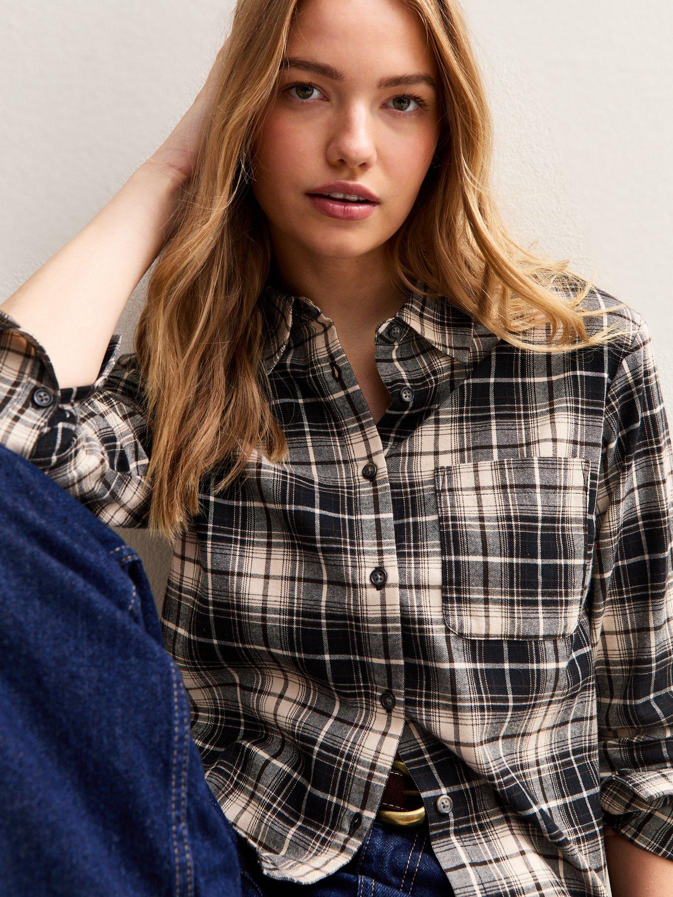 new-look-check-print-long-sleeve-cropped-shirt-blackoutfit