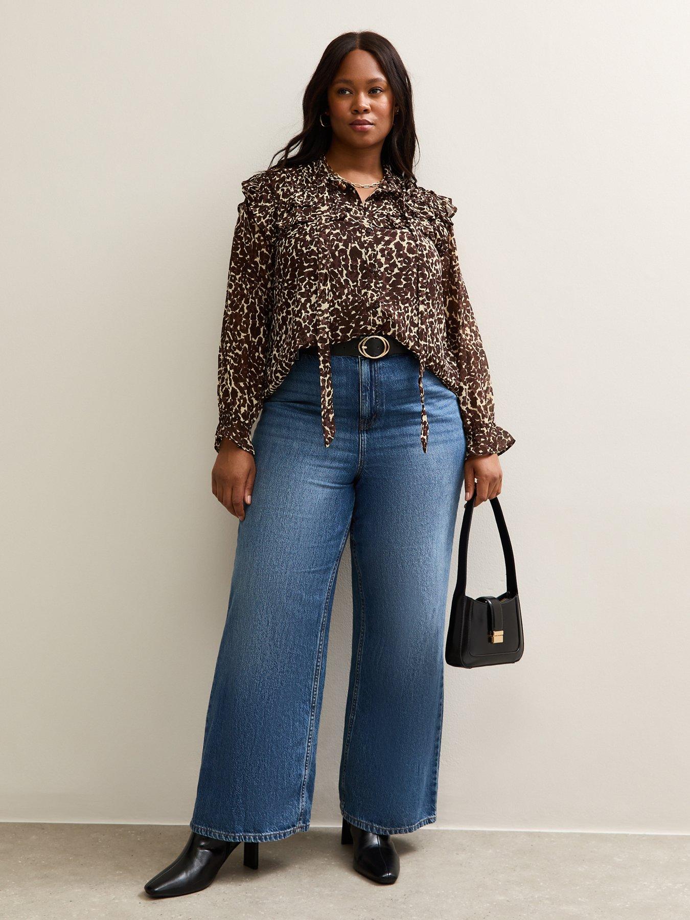new-look-curves-brown-animal-print-ruffle-trim-tie-neck-blouseback