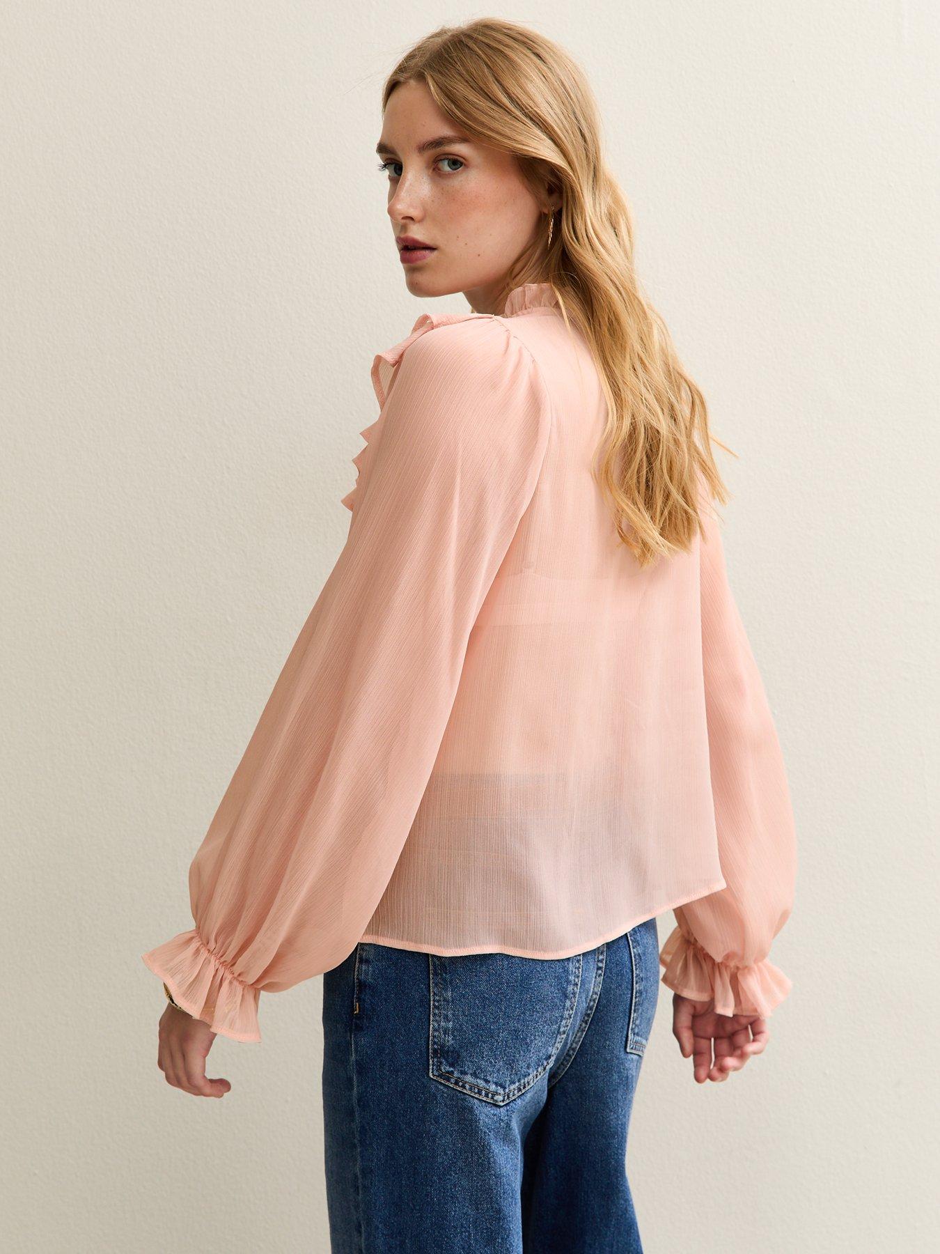 new-look-frill-trim-chiffon-blouse-pinkstillFront
