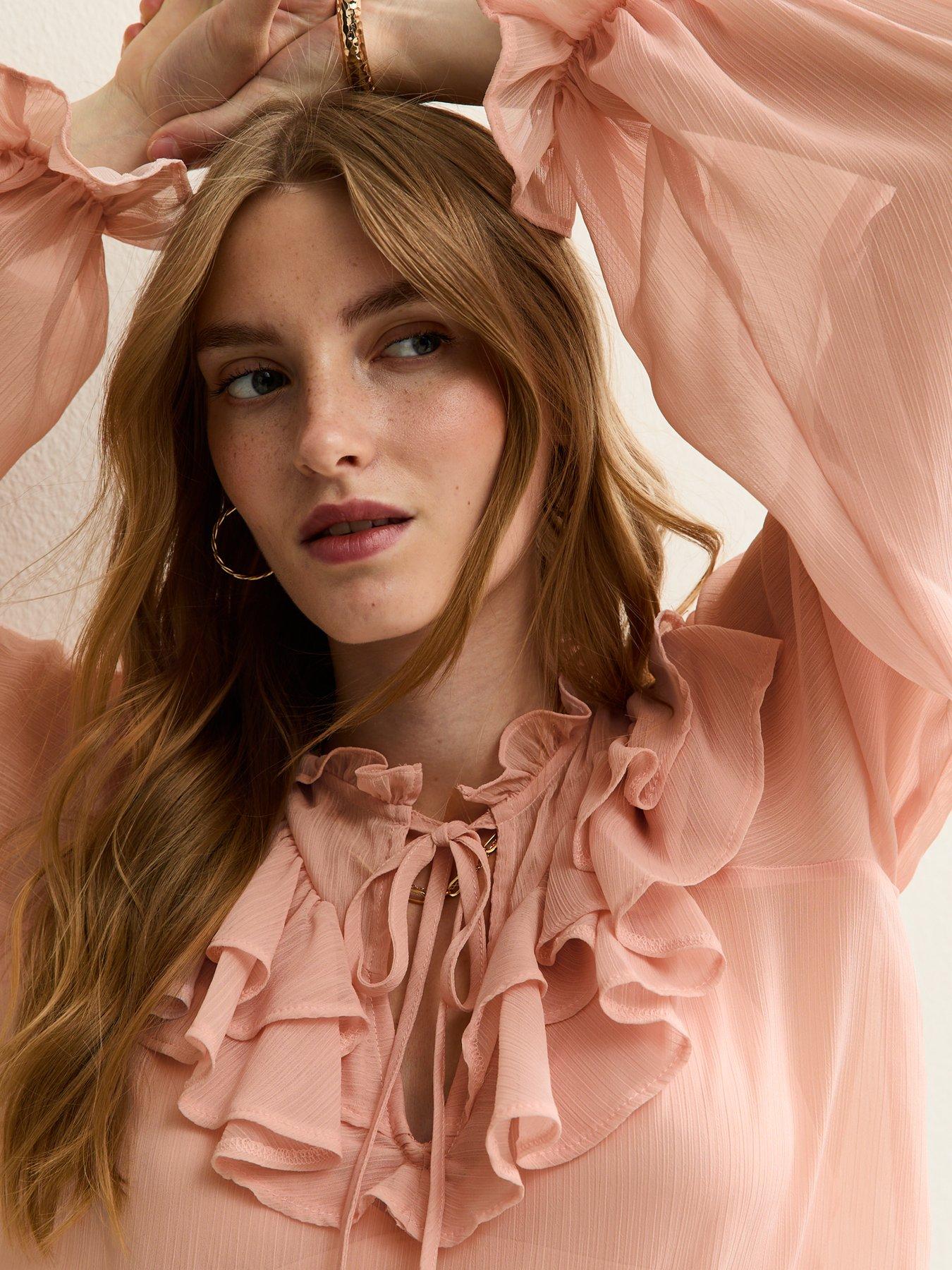new-look-frill-trim-chiffon-blouse-pinkdetail