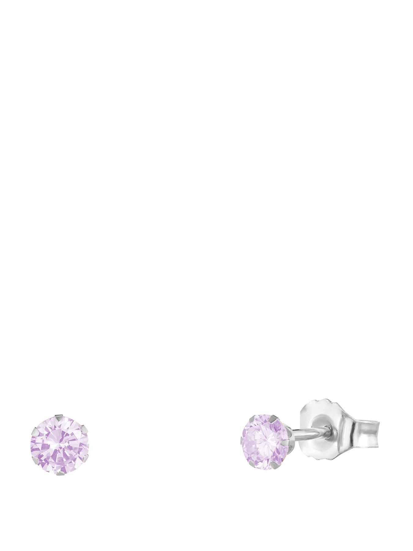 The Love Collection Sterling Silver 3mm CZ Birthstone Stud Earrings