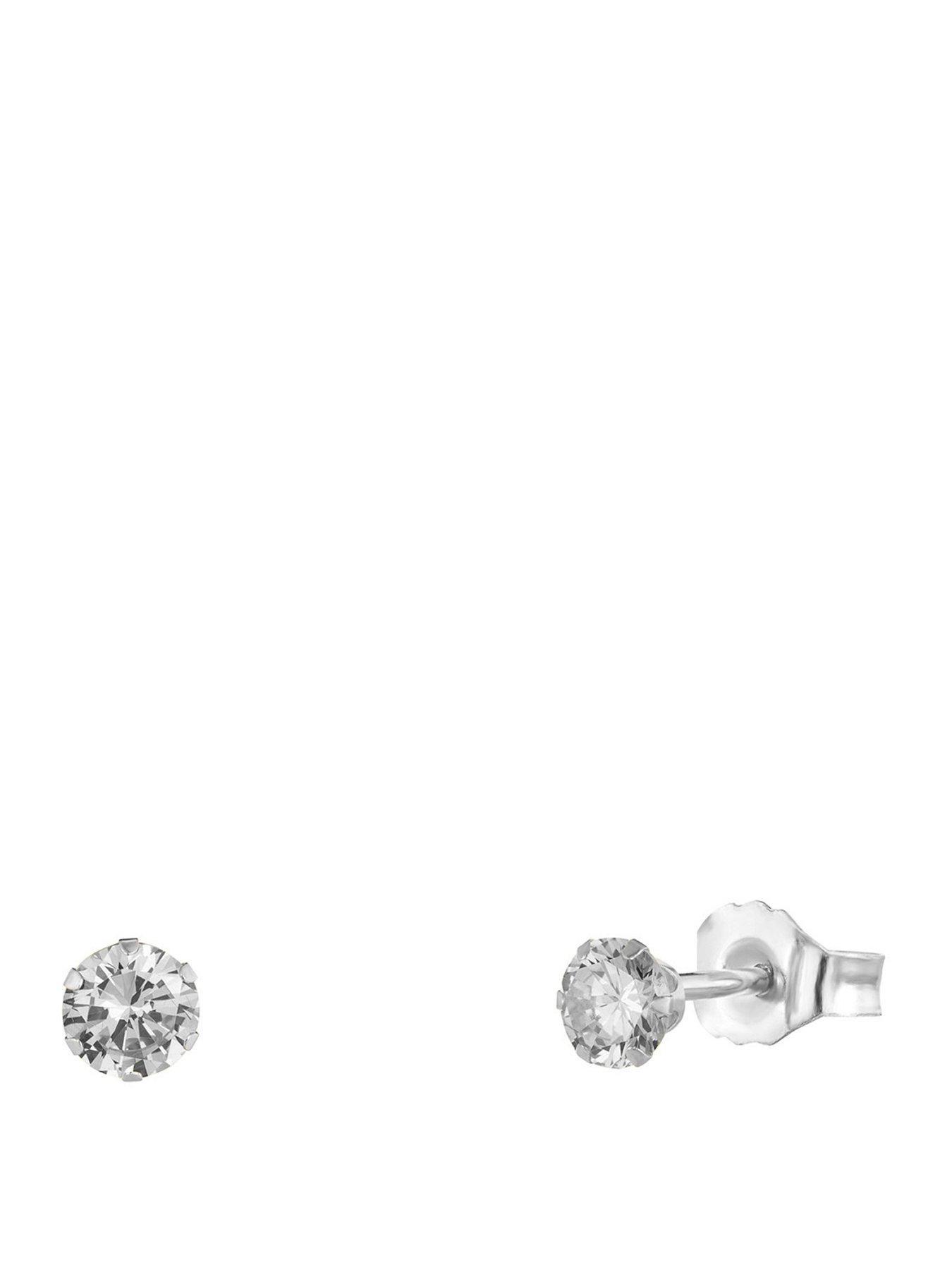 The Love Collection Sterling Silver 3mm CZ Birthstone Stud Earrings