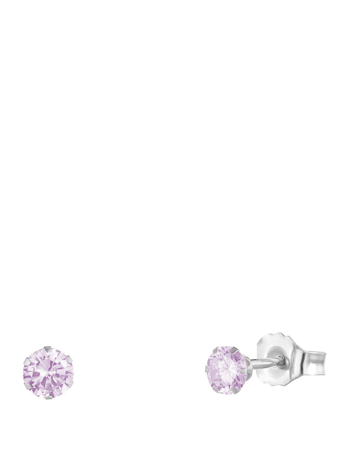 The Love Collection Sterling Silver 3mm CZ Birthstone Stud Earrings