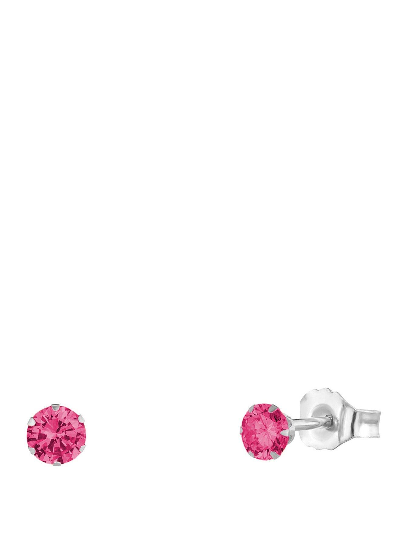 The Love Collection Sterling Silver 3mm CZ Birthstone Stud Earrings