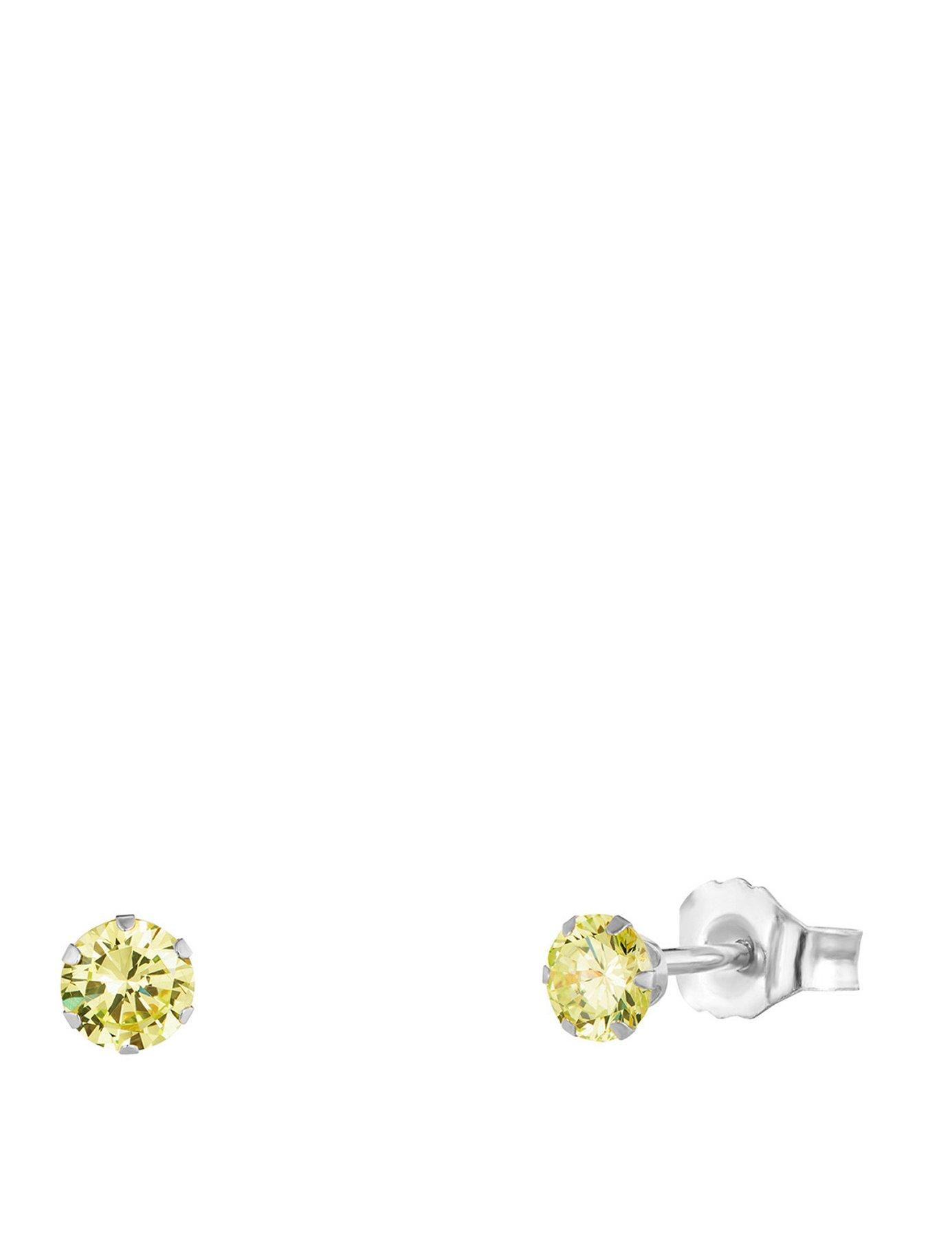 The Love Collection Sterling Silver 3mm CZ Birthstone Stud Earrings