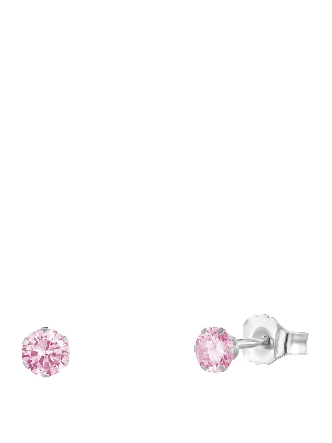 The Love Collection Sterling Silver 3mm CZ Birthstone Stud Earrings