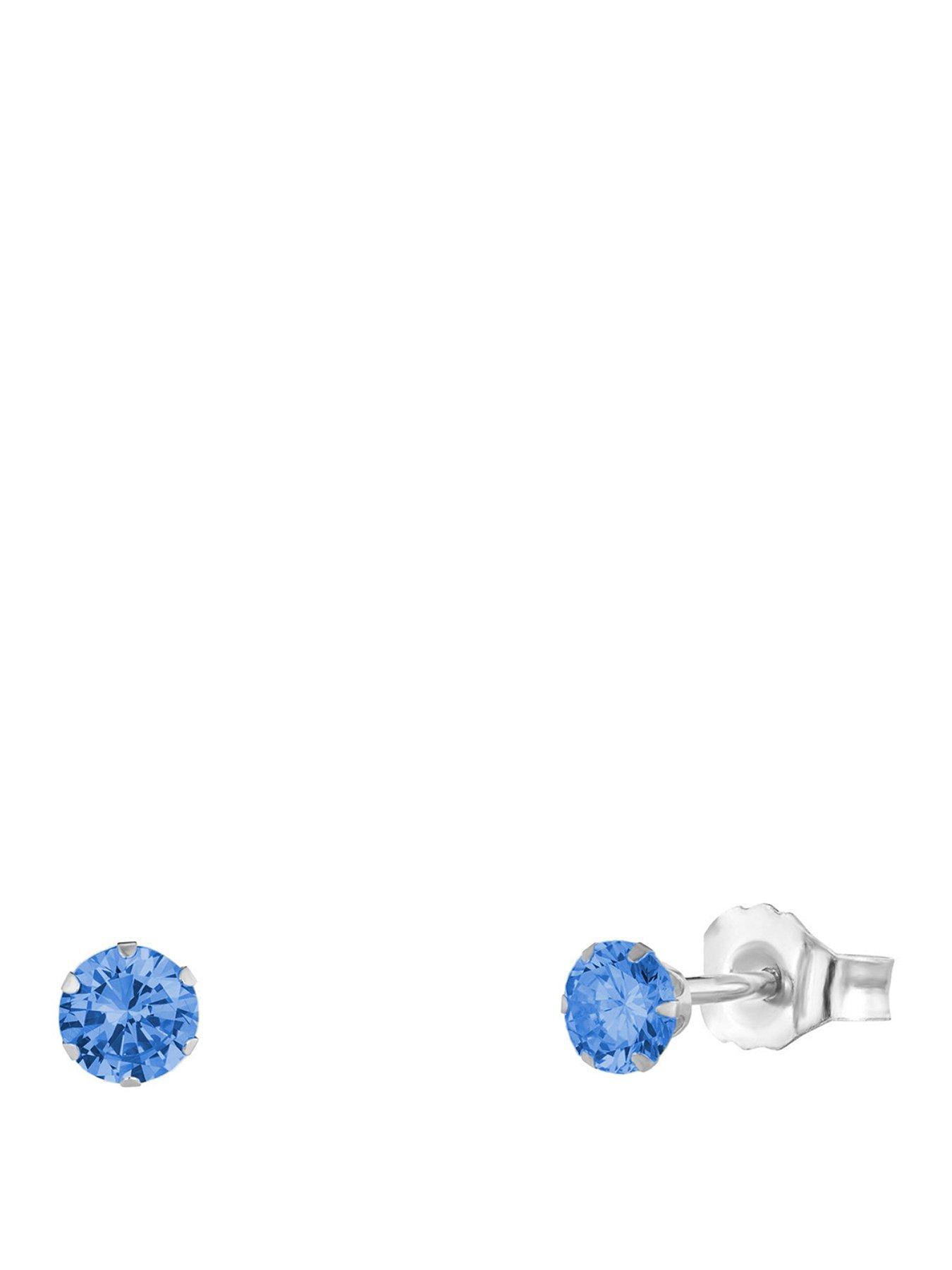 The Love Collection Sterling Silver 3mm CZ Birthstone Stud Earrings