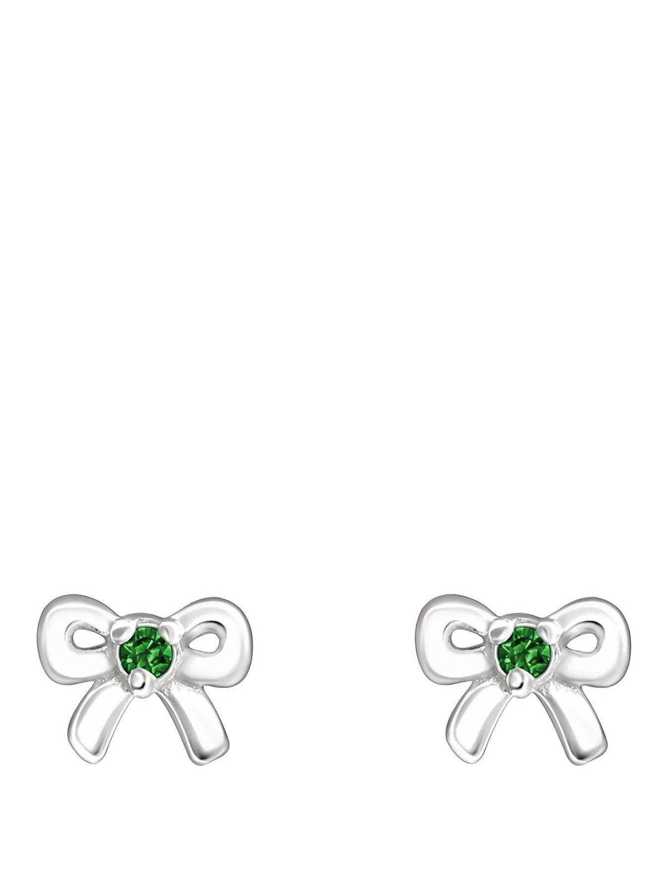 the-love-collection-sterling-silver-bow-cz-birthstone-stud-earrings