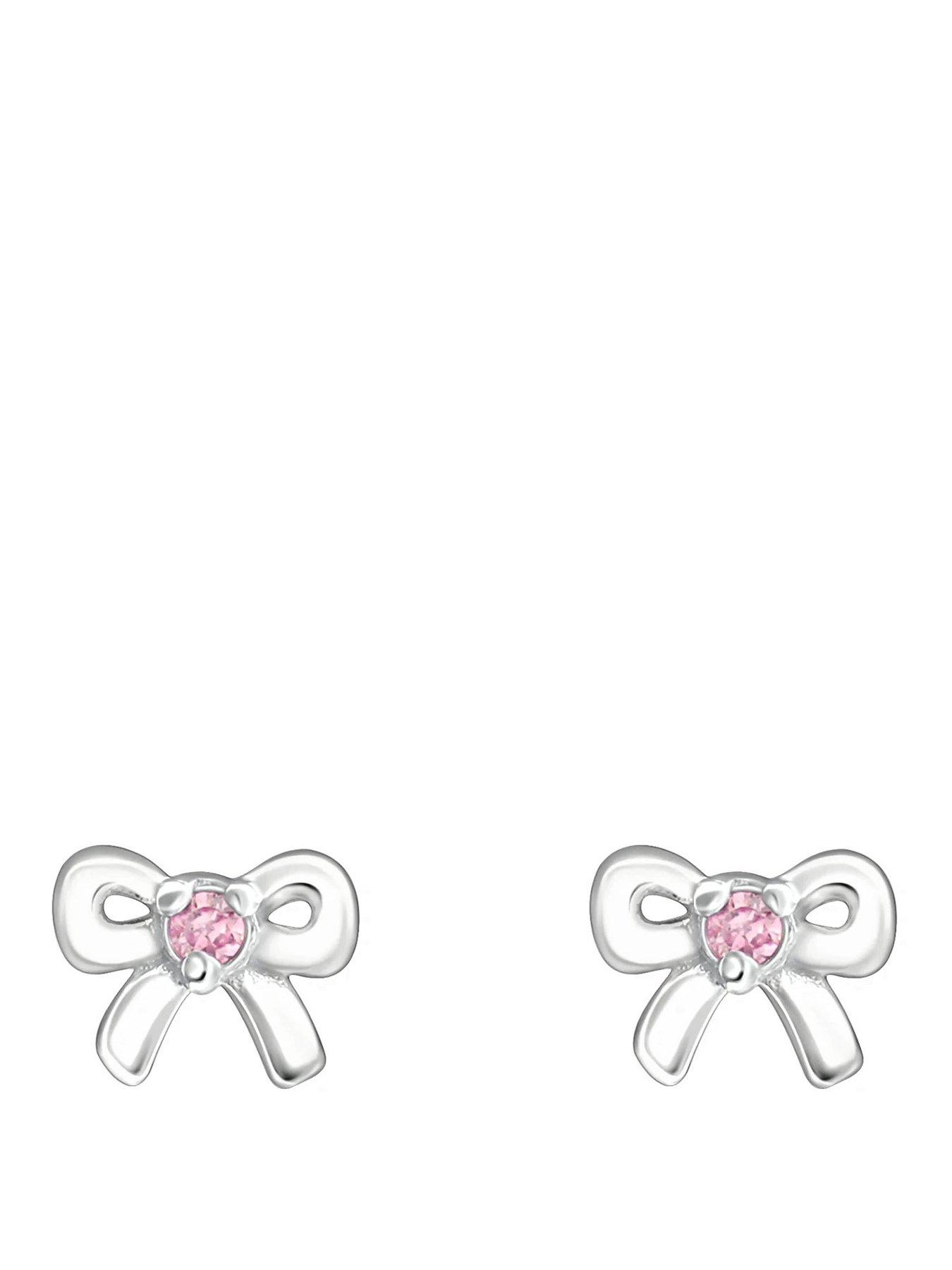 the-love-collection-sterling-silver-bow-cz-birthstone-stud-earrings