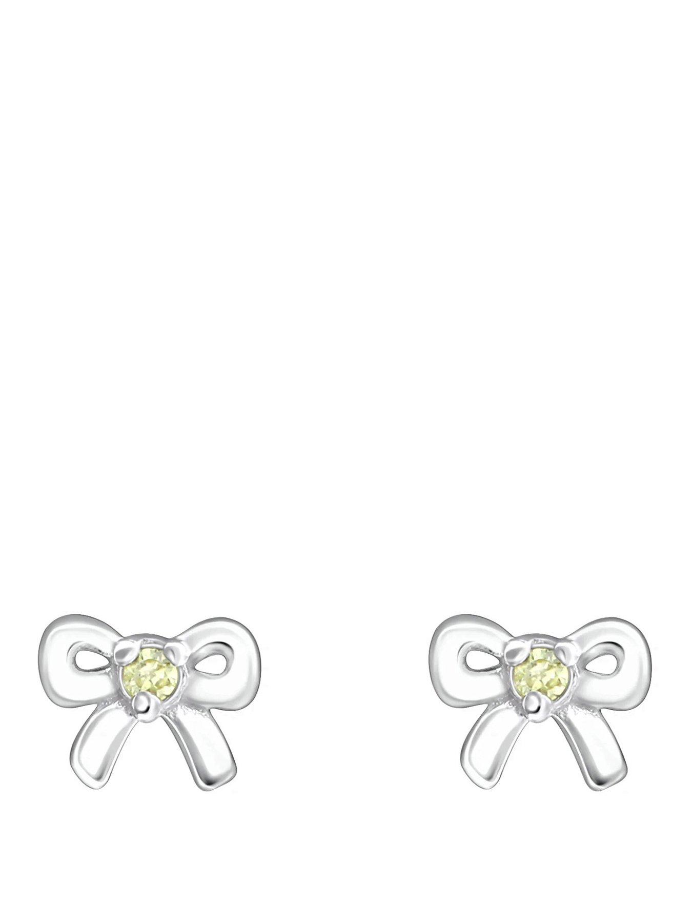 the-love-collection-sterling-silver-bow-cz-birthstone-stud-earrings