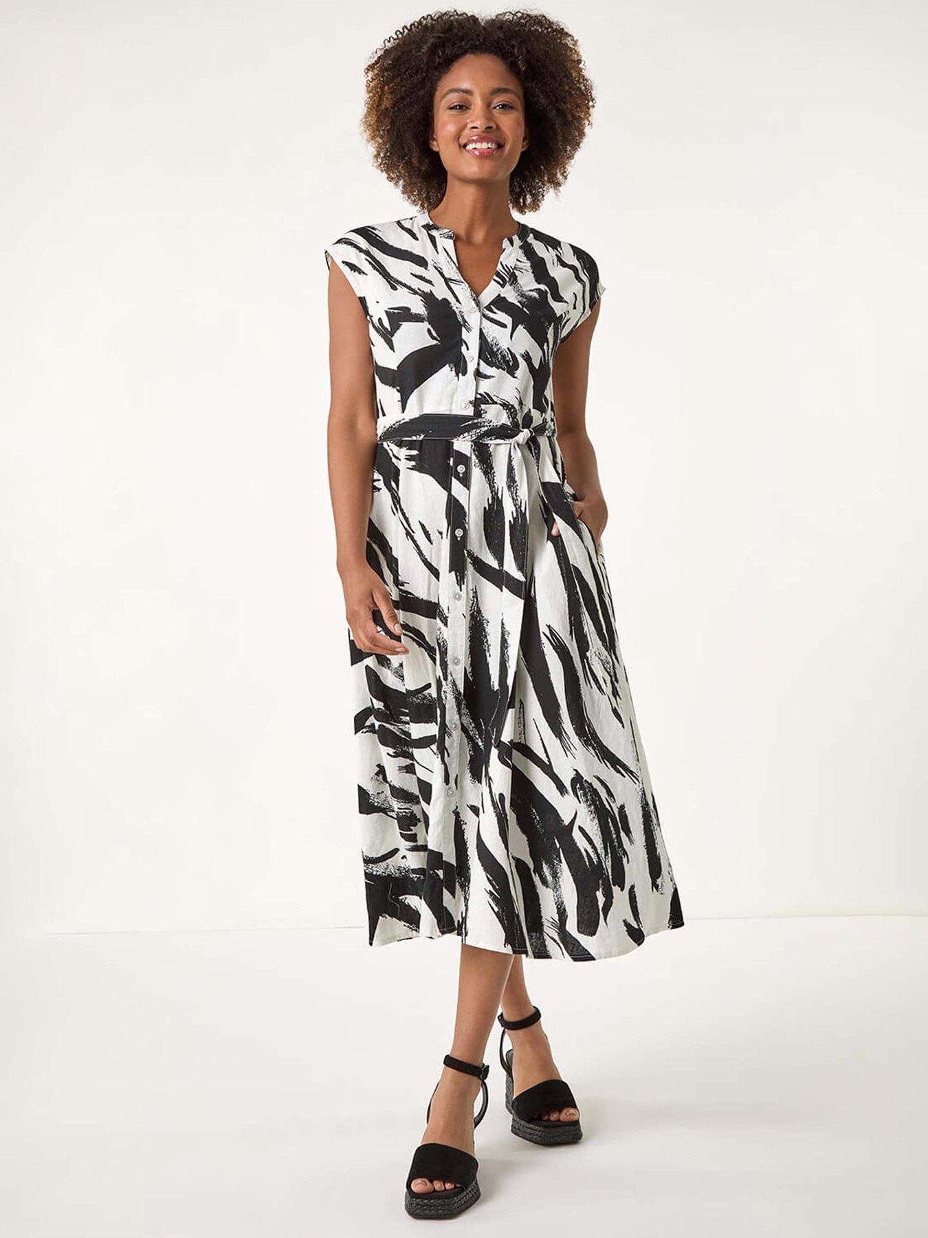 roman-brushstroke-linen-mix-midi-dress-black