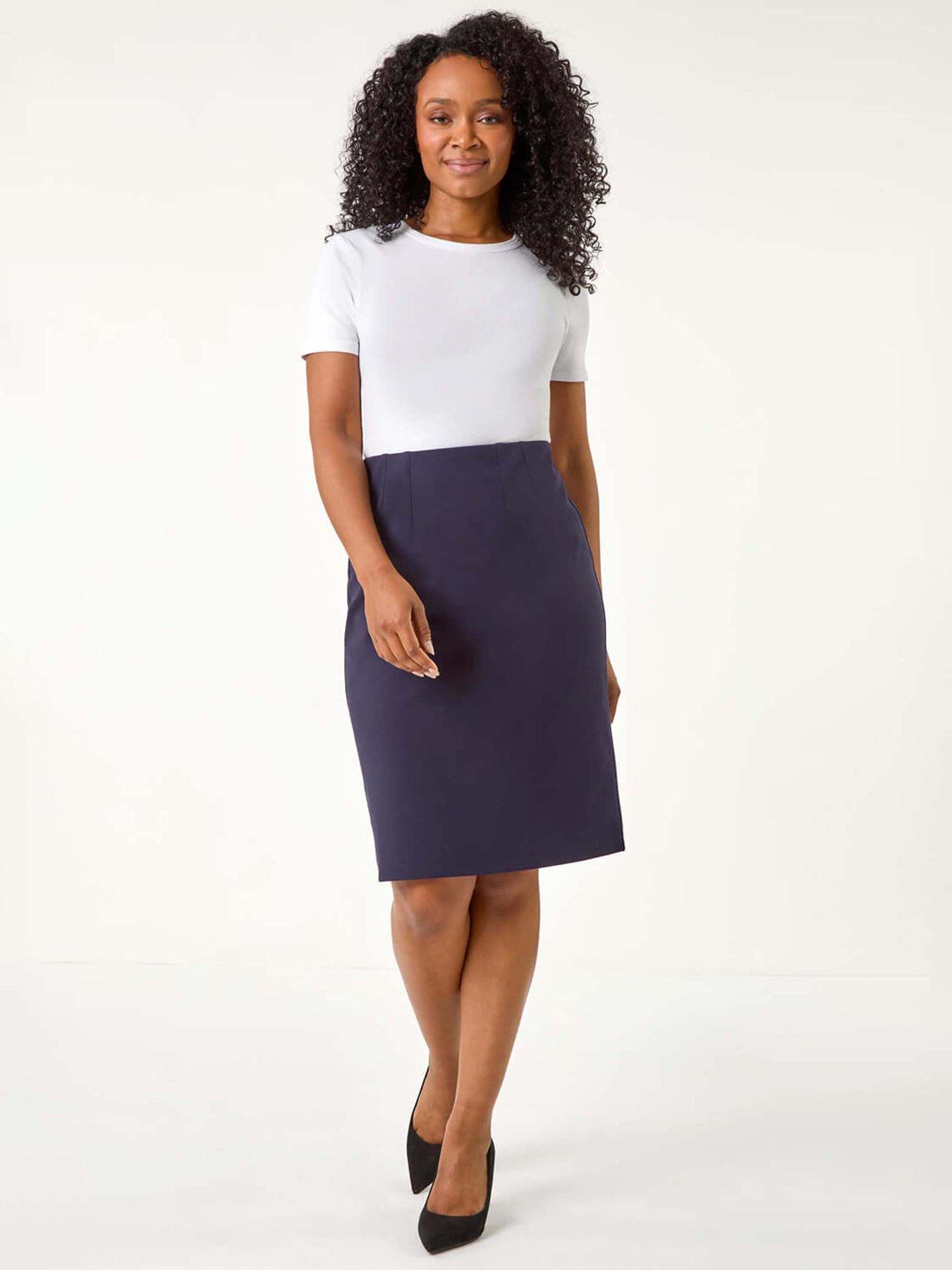 roman-petite-stretch-pencil-skirt-navyoutfit