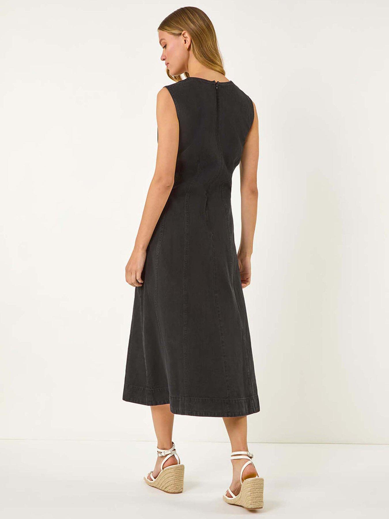 roman-denim-panel-detail-midi-dress-blackstillFront