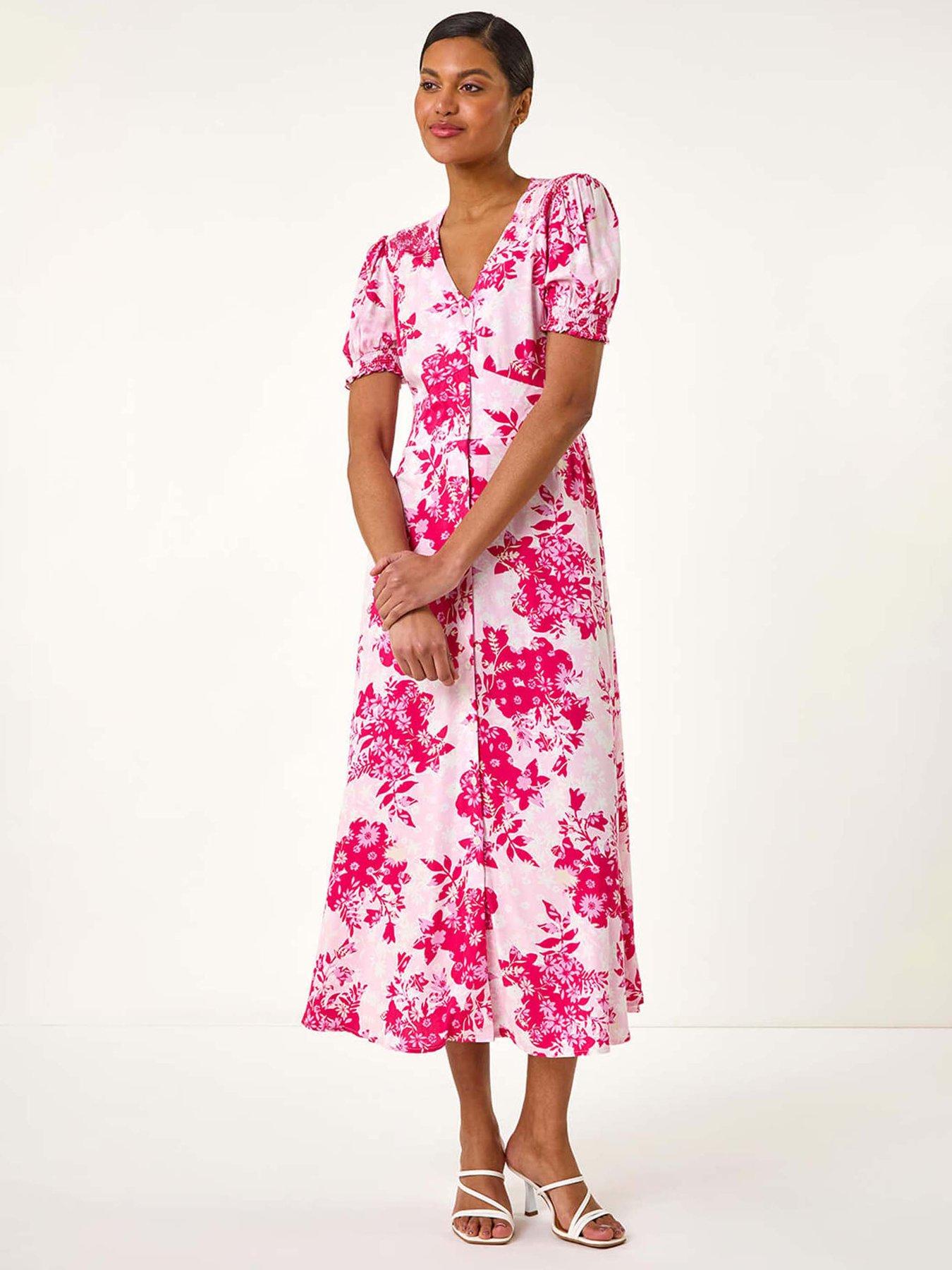 roman-floral-print-button-through-midi-dress-pinkfront