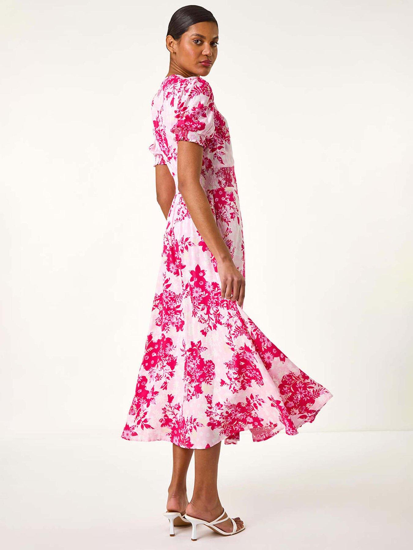 roman-floral-print-button-through-midi-dress-pinkstillFront