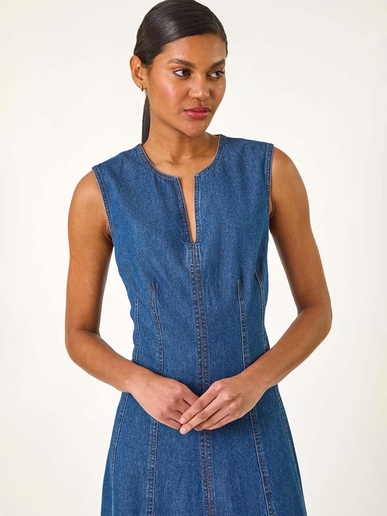 roman-panel-detail-midi-dress-denimoutfit