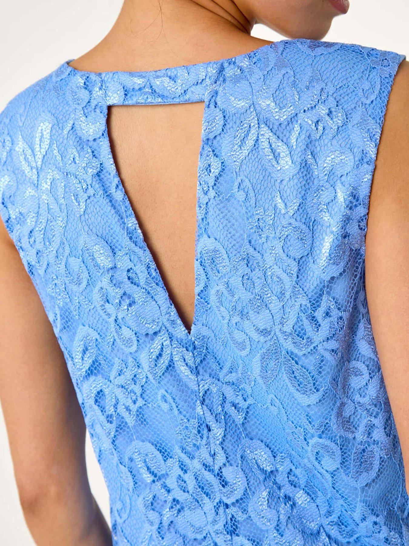 roman-petite-bow-back-lace-shift-dress-bluedetail