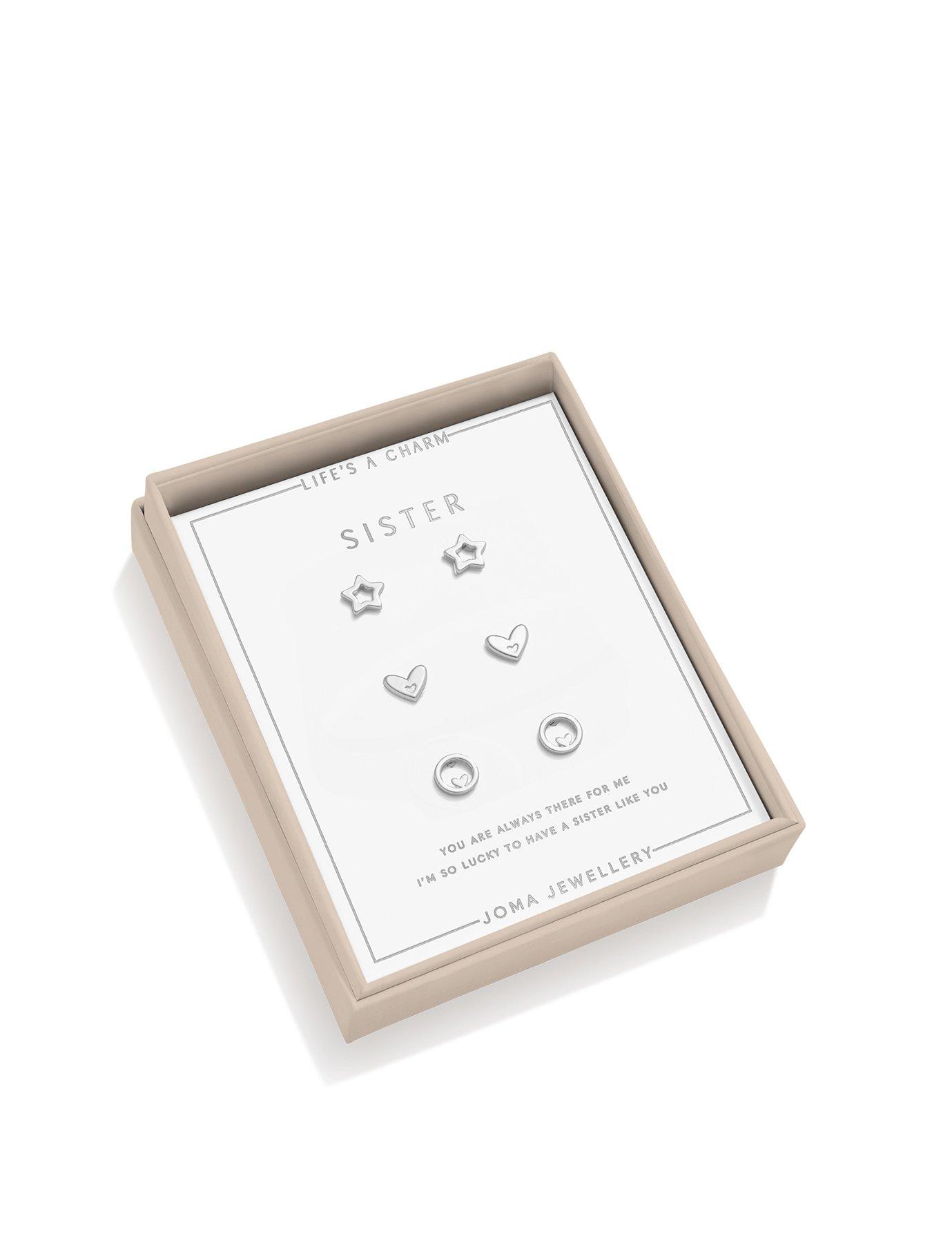 Joma Jewellery LIFE'S A CHARM EARRINGS , SISTER , Silver Plated , Earrings