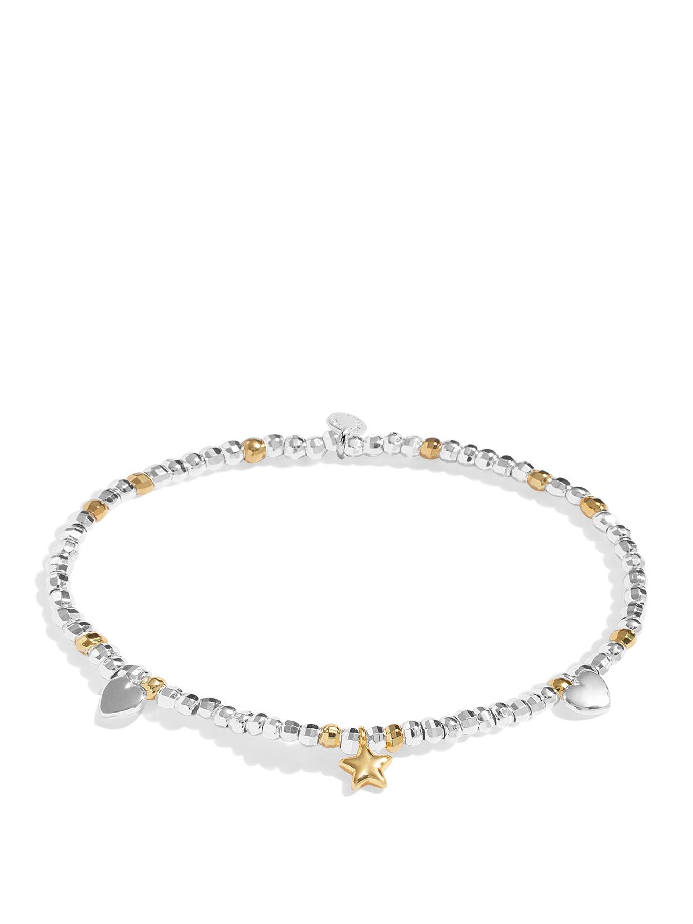 Joma Jewellery SPARKLE CONFETTI A LITTLE , MERRY CHRISTMAS , Silver & Gold Plated , Bracelet , 17.5cm stretch