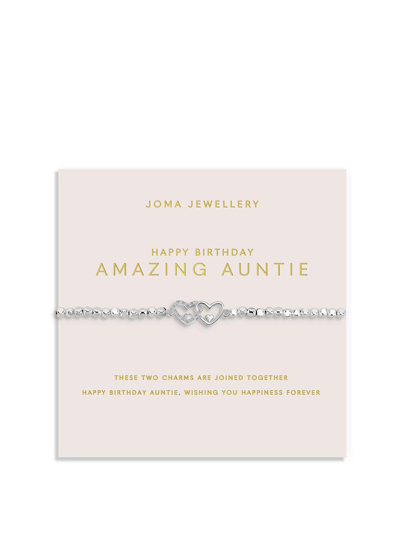 Joma Jewellery FOREVER YOURS , HAPPY BIRTHDAY AMAZING AUNTIE , Silver Plated , Bracelet , 17.5cm stretch