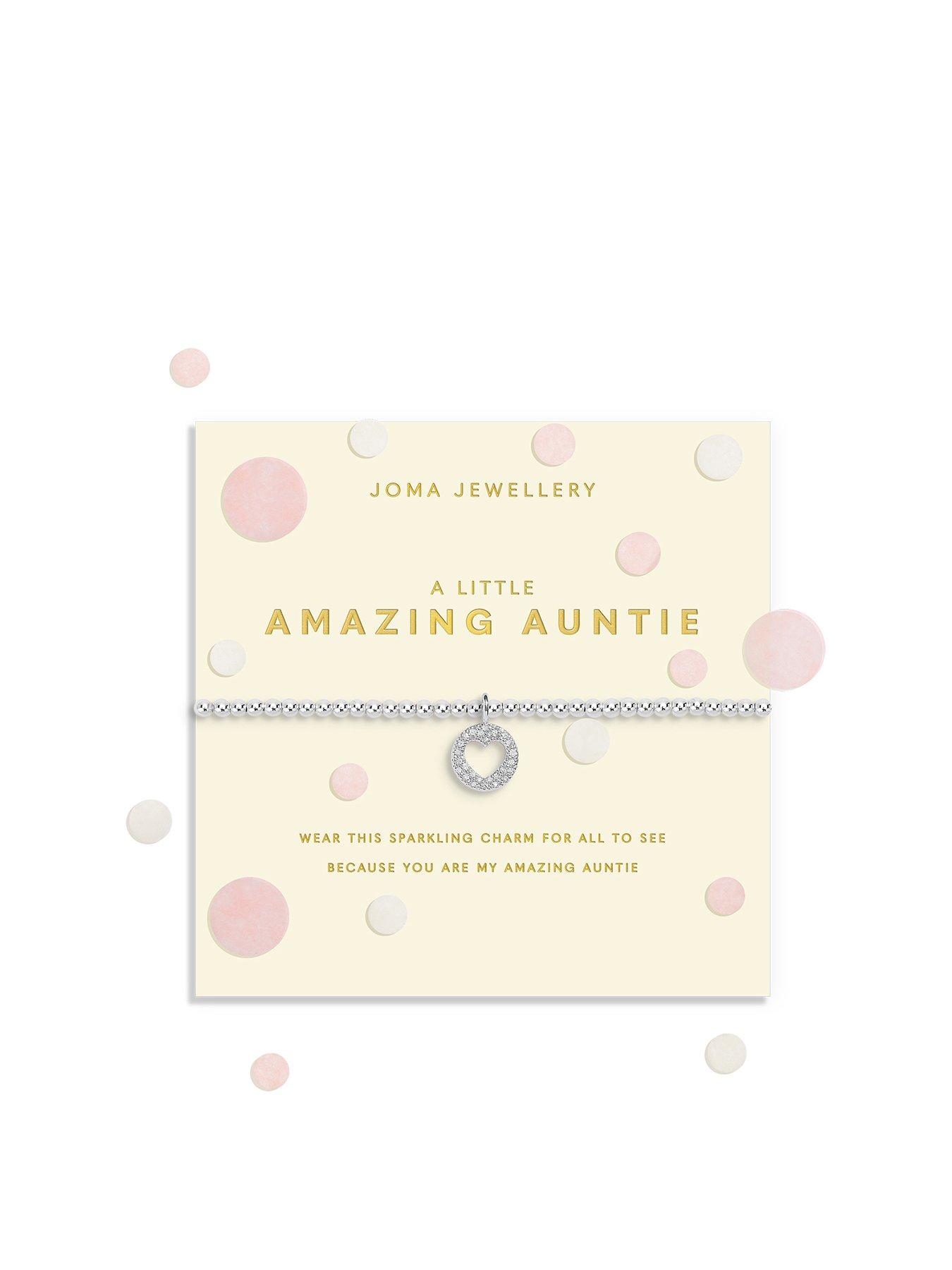 Joma Jewellery CONFETTI A LITTLE , AMAZING AUNTIE , Silver Plated , Bracelet , 17.5cm stretch