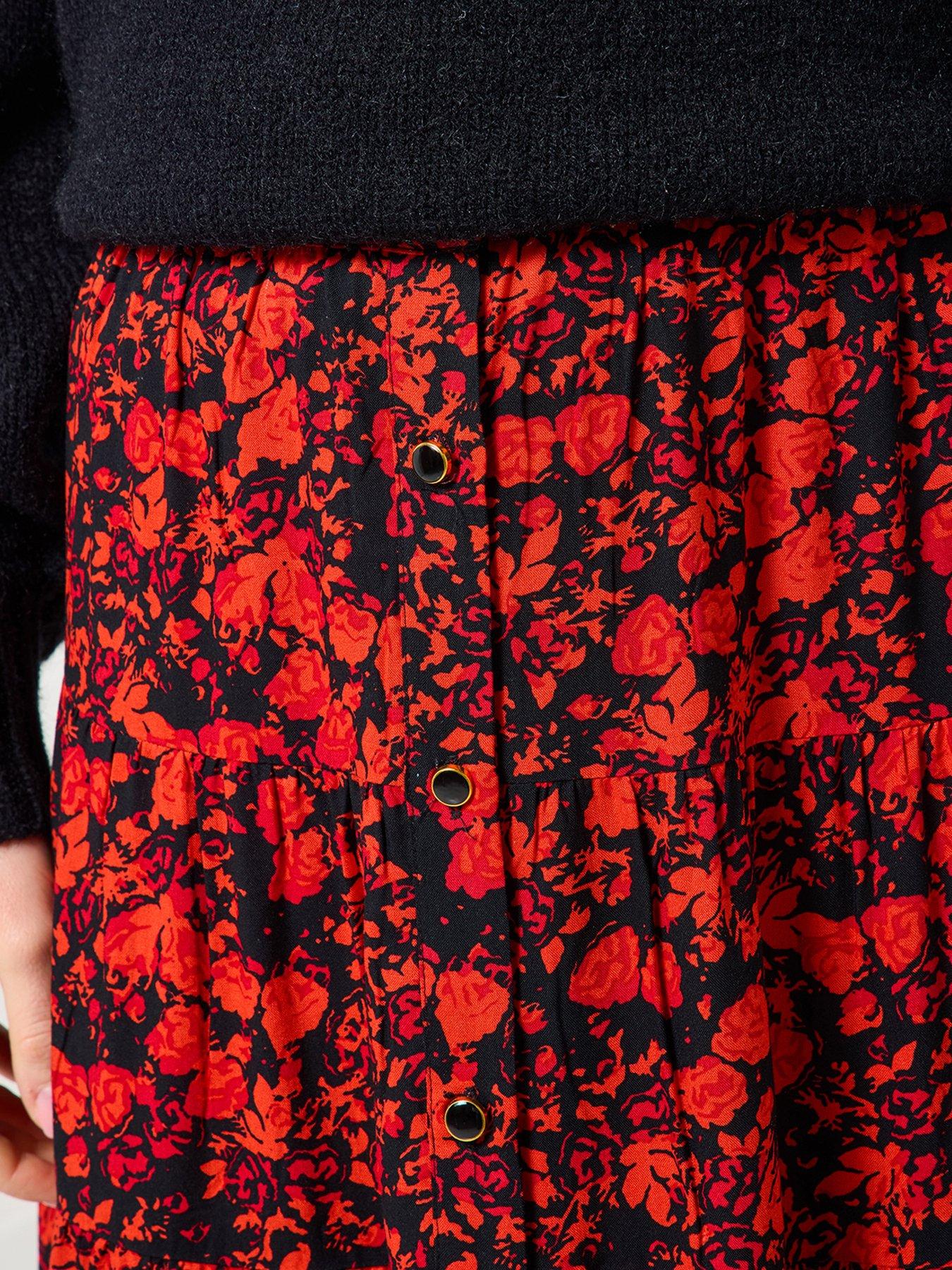 Image 4 of 5 of Joe Browns Autumn Florals Tiered Maxi Skirt - Orange