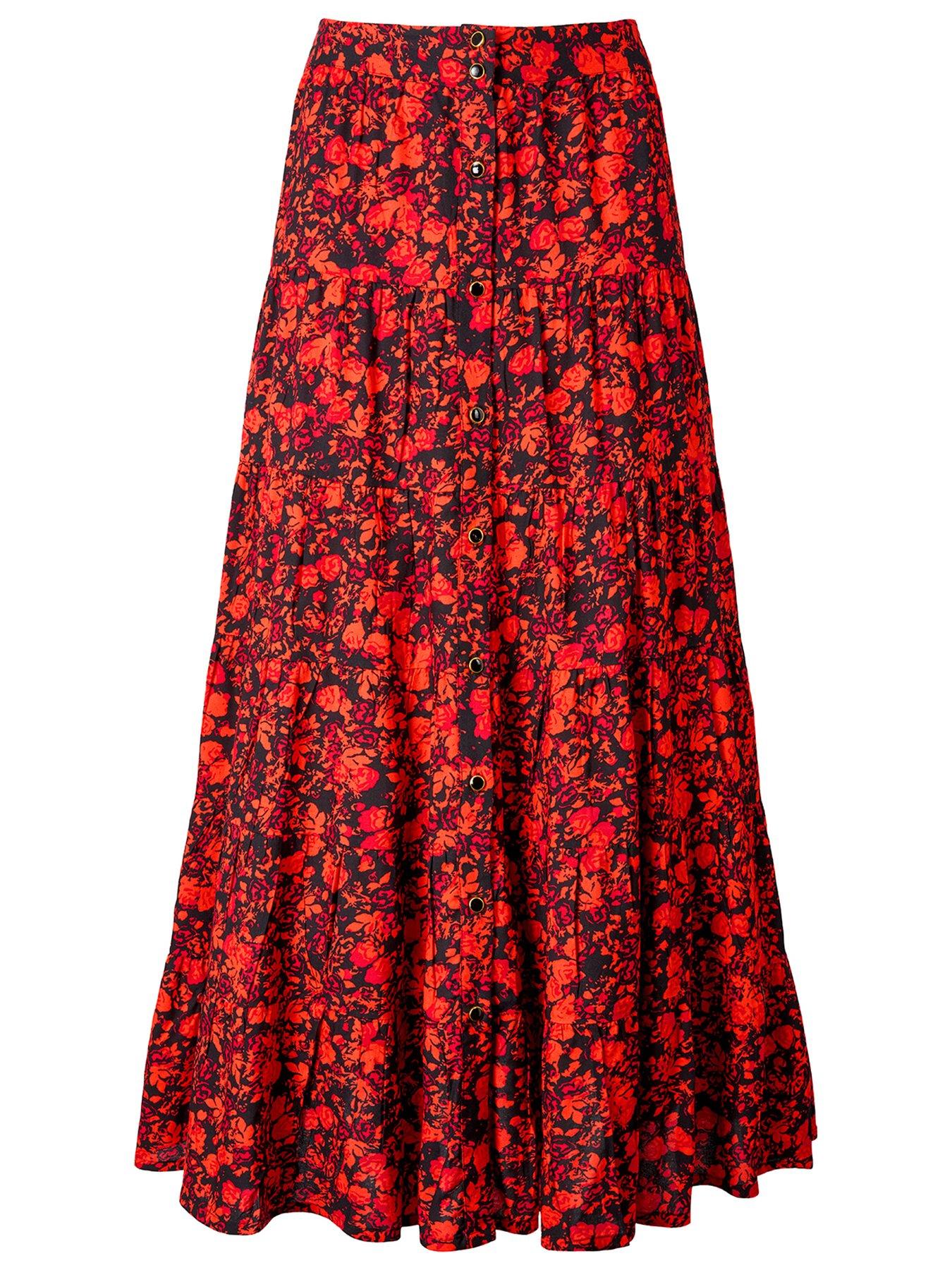 Image 5 of 5 of Joe Browns Autumn Florals Tiered Maxi Skirt - Orange