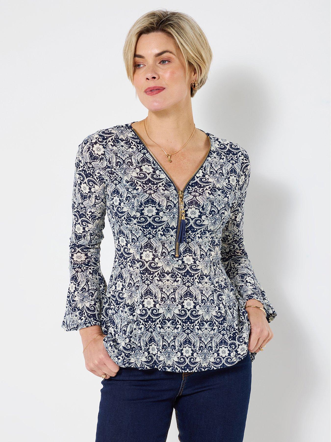 Joe Browns Florence Zip Front Top - Navy