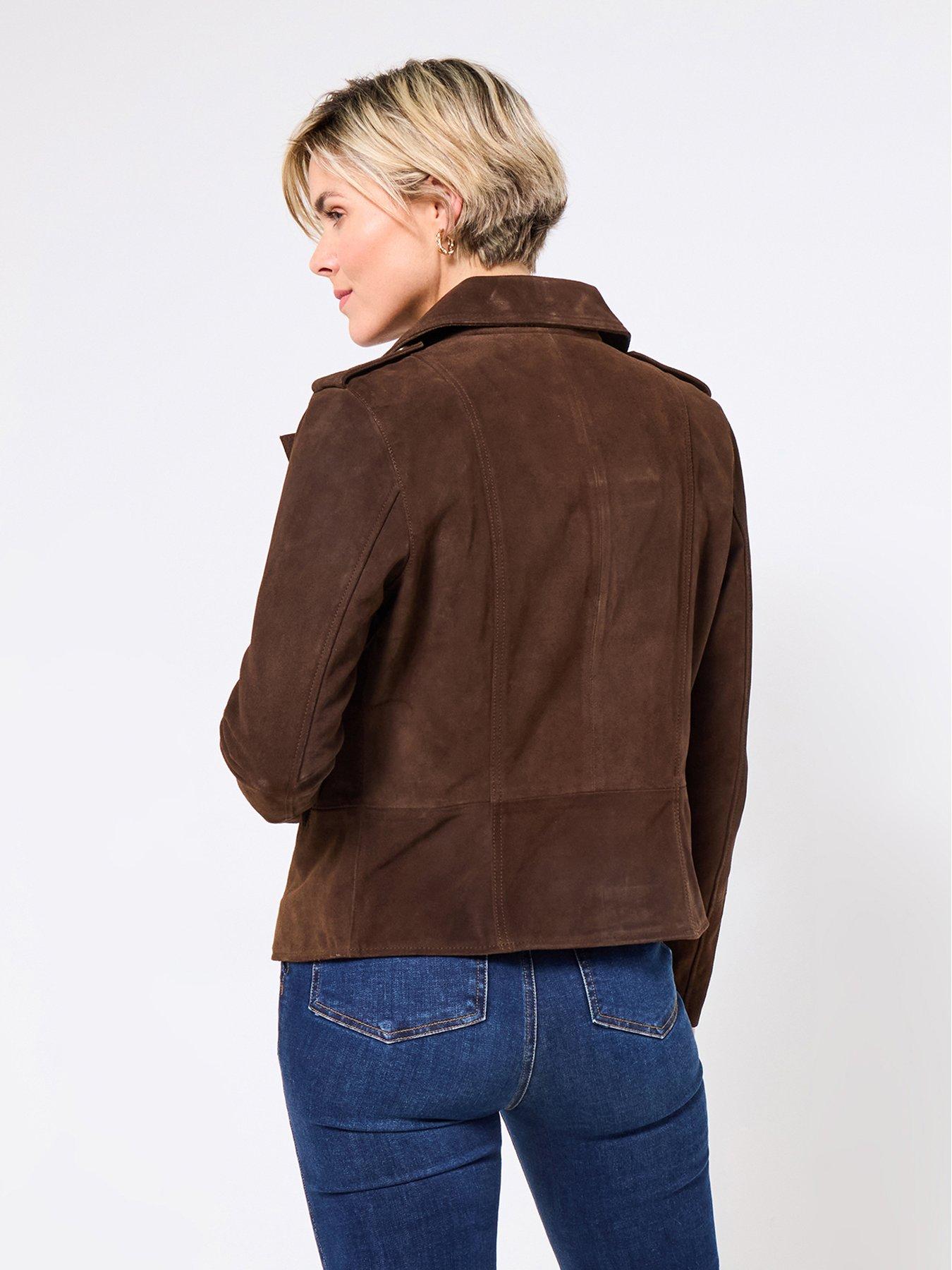 joe-browns-super-soft-suede-collared-biker-jacket-chocolatestillFront