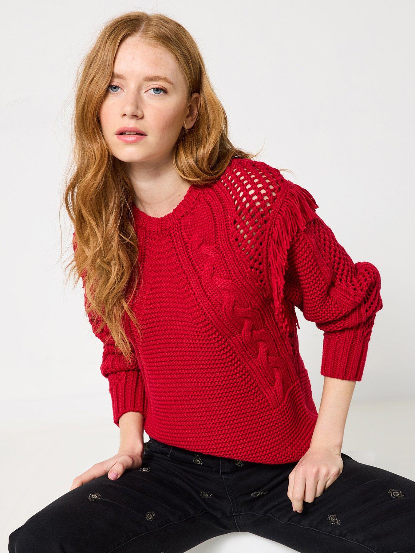 joe-browns-sienna-fringed-cable-knit-jumper-red