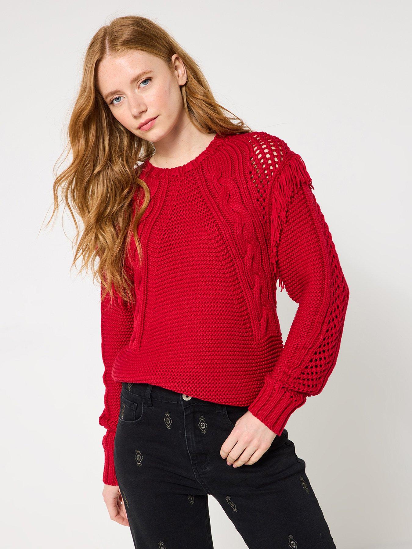 joe-browns-sienna-fringed-cable-knit-jumper-redstillFront