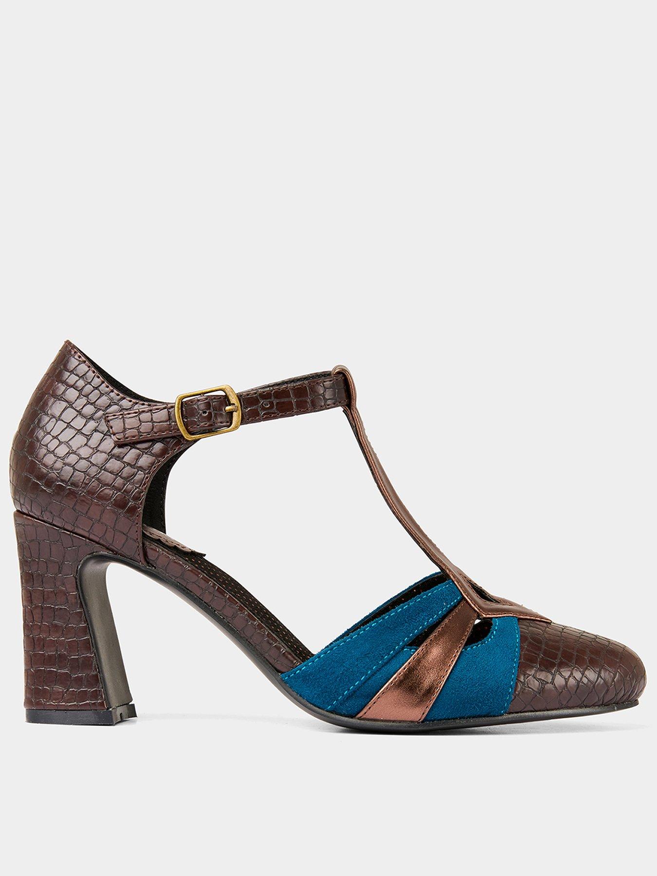 Joe Browns A Vintage Affair T Bar Shoes - Chocolate Multi