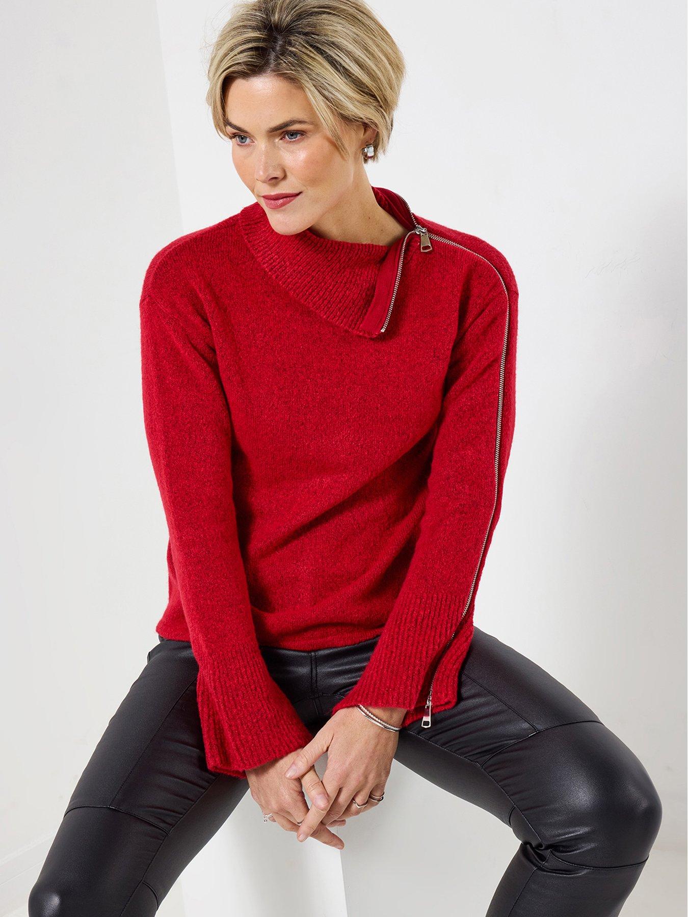 Joe Browns Roxanne Zip Sleeve Jumper - Red