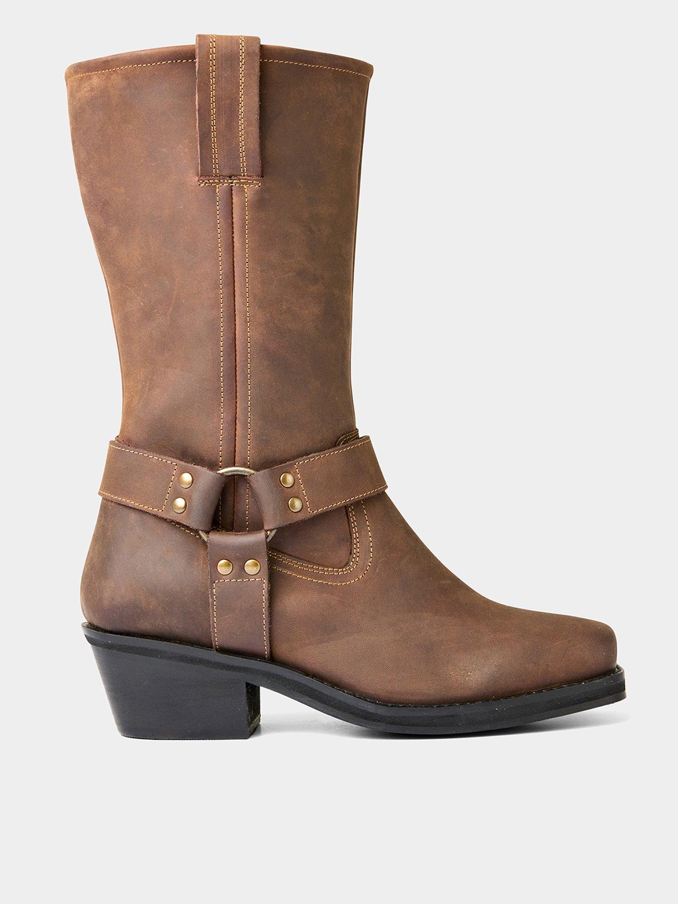 Joe Browns Ride Free Leather Biker Boots - Brown