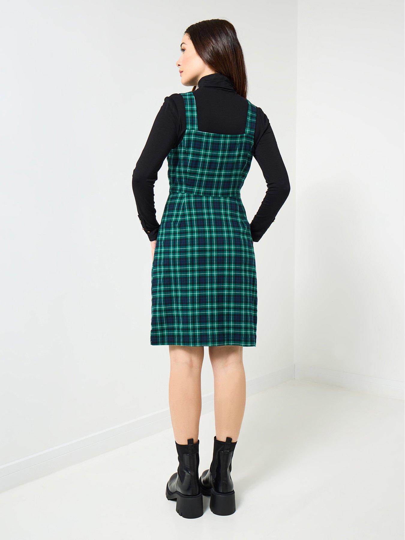 Image 2 of 5 of Joe Browns Trixie Check Pinafore Dress - Green