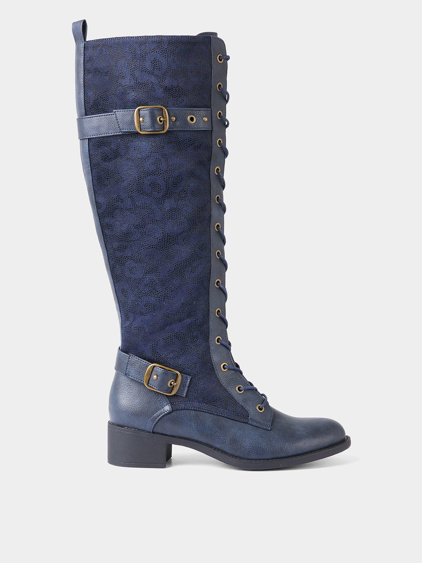 Joe Browns Fairweather Lace Up Riding Boots - Navy