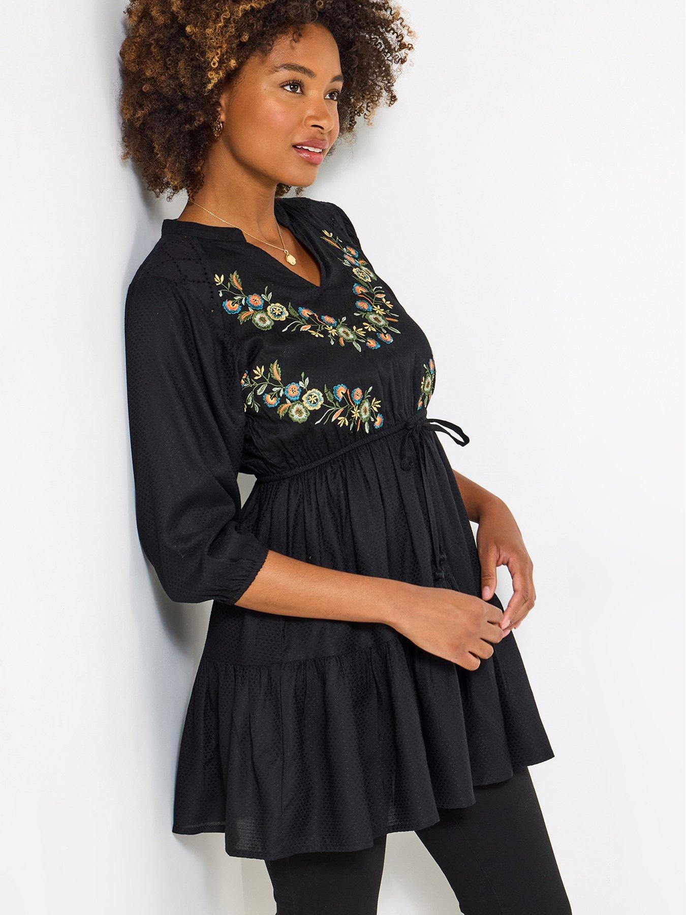 Joe Browns Emma Embroidered Tunic Dress - Black
