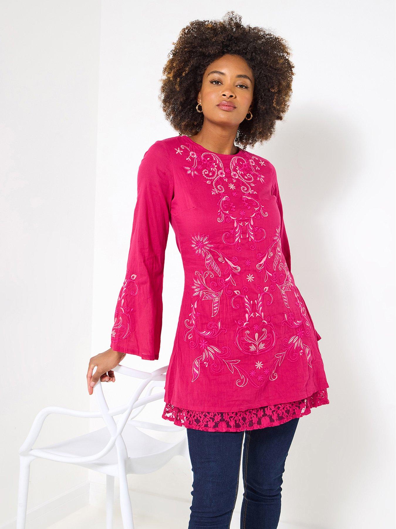Joe Browns Pretty In Pink Embroidered Tunic Dress - Pink