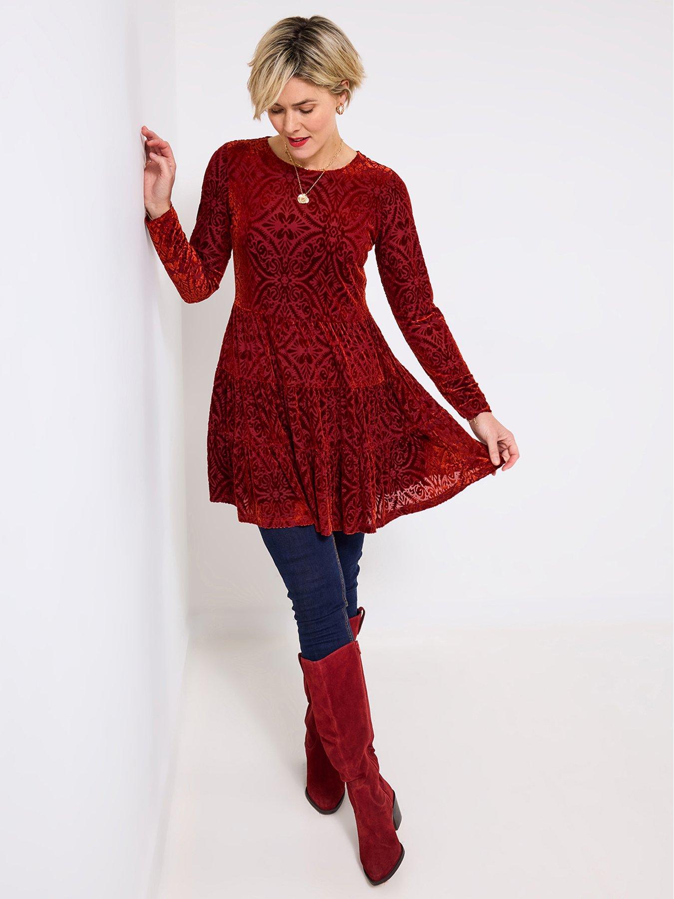 joe-browns-daring-devore-tunic-dress-orangestillFront