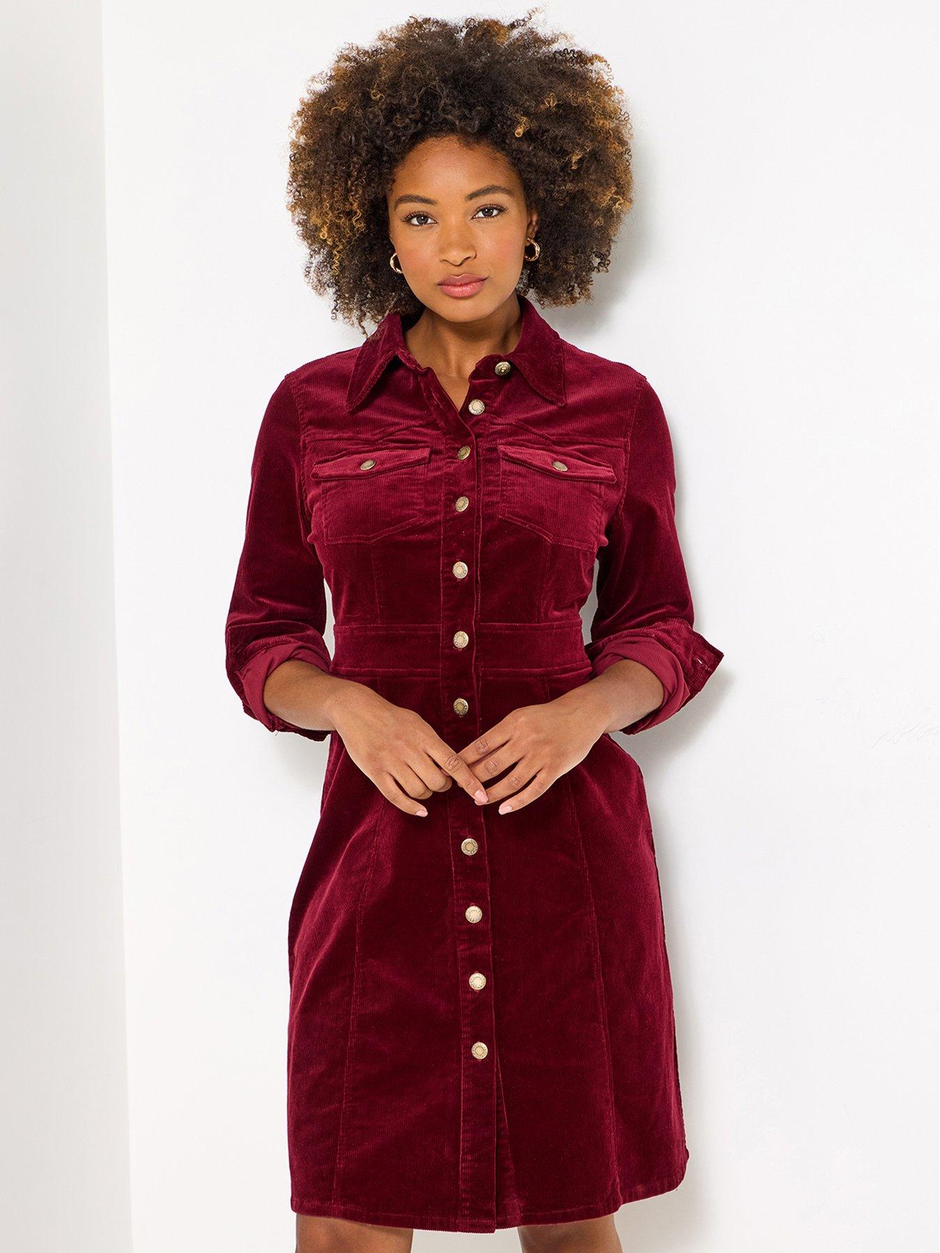 white brunch dresses Adelaide Zip Cord Midi Dress-Burgundy Red