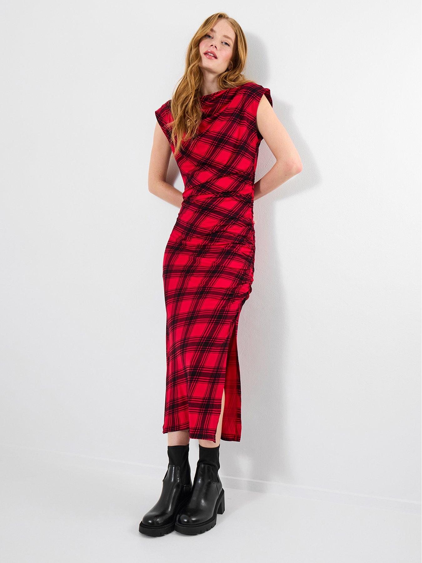 Joe Browns Claudia Check Jersey Dress - Red