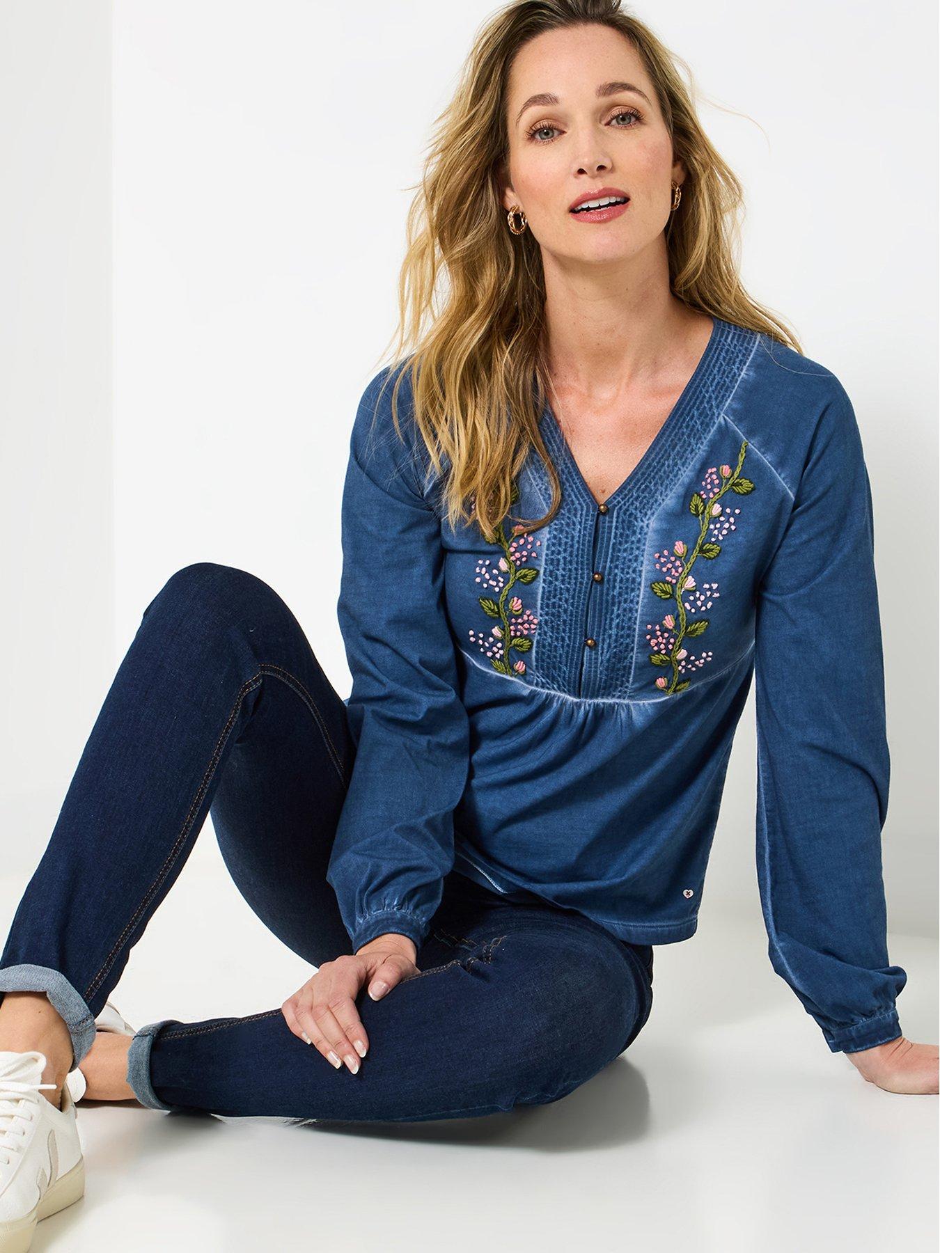 joe-browns-remarkable-embroidered-v-neck-top-blue