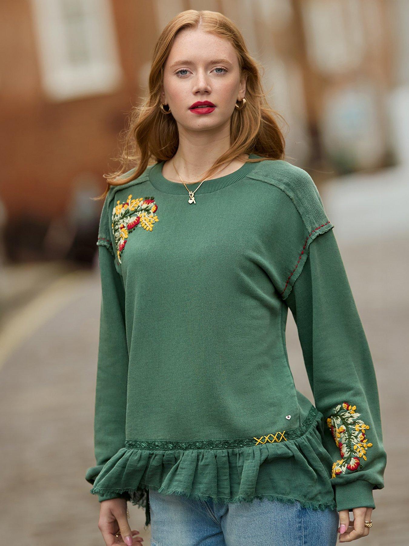 joe-browns-tilly-embroidered-woven-hem-sweatshirt-greendetail