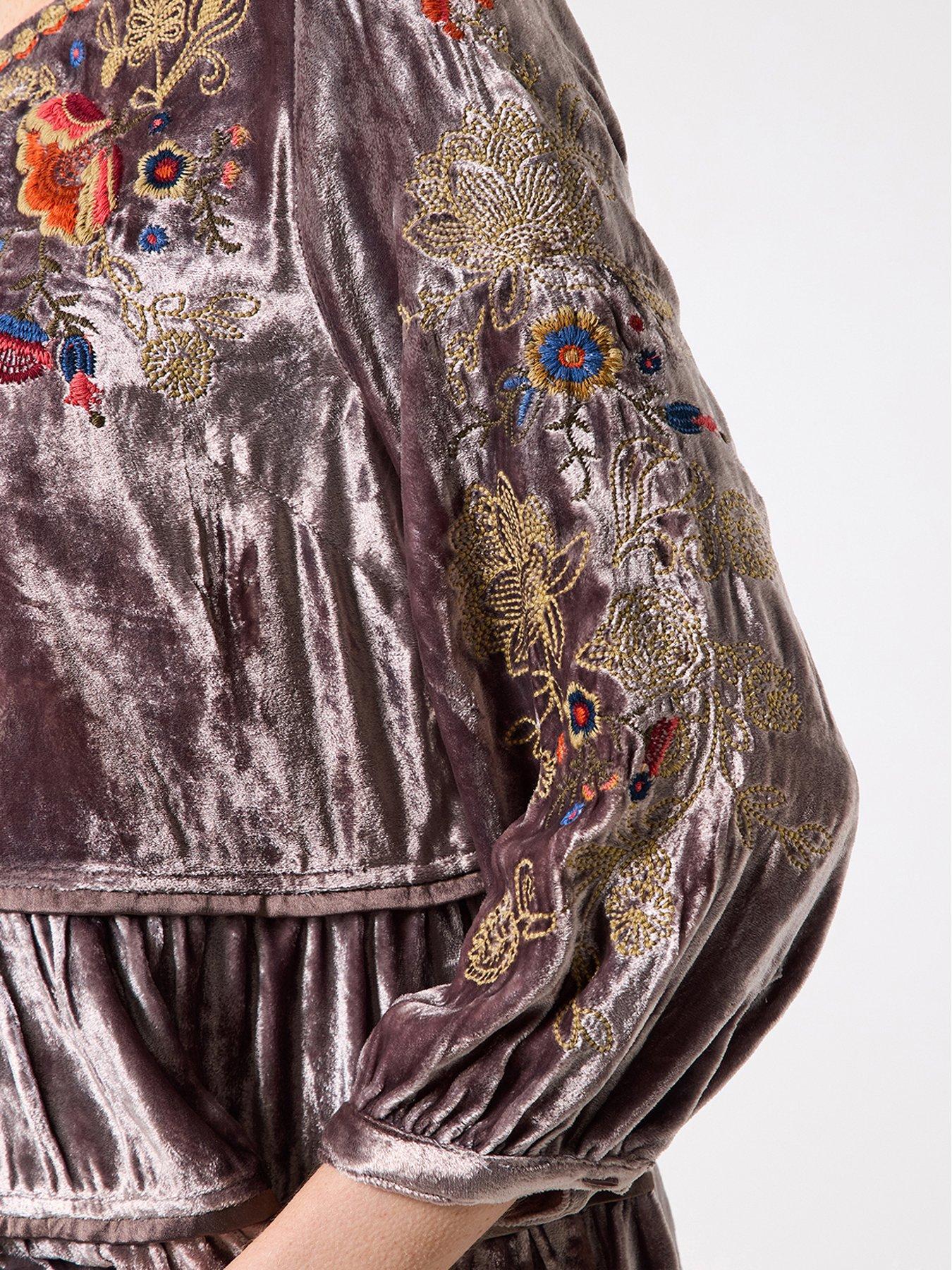 Image 2 of 6 of Joe Browns Exquisite Velvet Embroidered Top - Grey