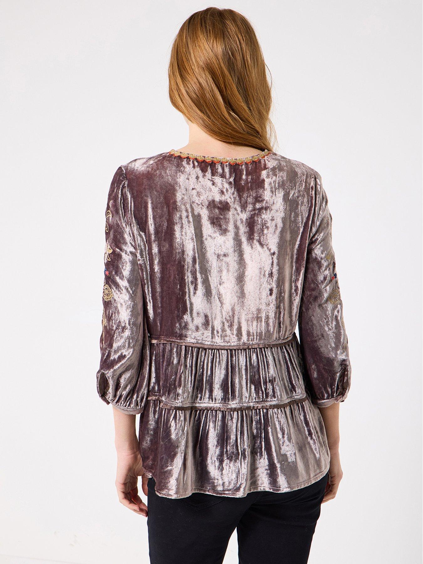 Image 4 of 6 of Joe Browns Exquisite Velvet Embroidered Top - Grey