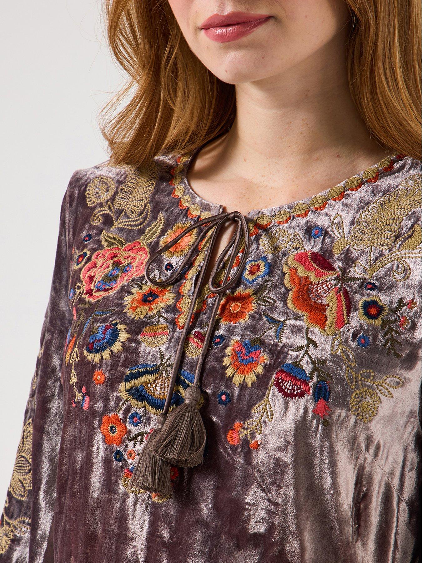 Image 5 of 6 of Joe Browns Exquisite Velvet Embroidered Top - Grey